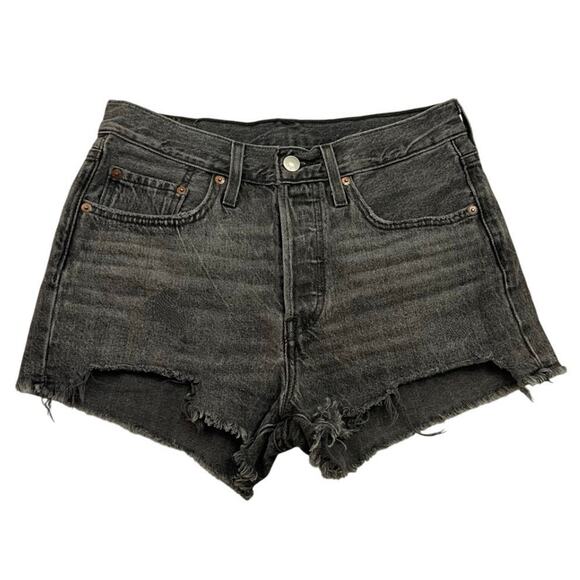 Levi's Pants - LEVIS Premium 501 Shorts Womens 26 Button Fly High Rise BIG E Distressed Denim